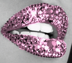 Gif animé bouche rose bijous